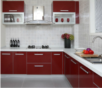 Red simple kithcen cabinets