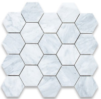 Carrara Marble Hexagon Mosaic Tile 3 inch Honed