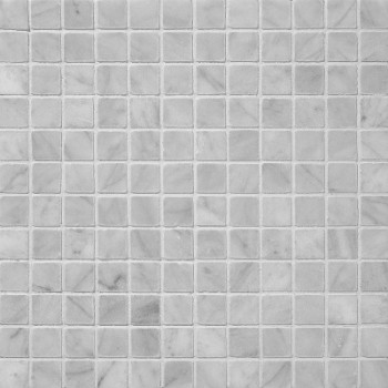 1 in. x 1 in. Bianco White Honed Square Pattern Mesh-Mounted Marble Mosaic Tiles