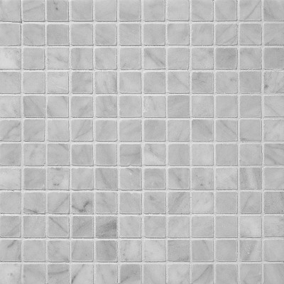 1 in. x 1 in. Bianco White Honed Square Pattern Mesh-Mounted Marble Mosaic Tiles