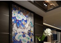 glass mosaic art mural flower picture pattern for house decorative material