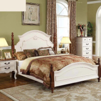 white solid wood bed F96307K
