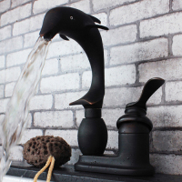 Dolphin Shape Bronze Single handle Basin Faucet 133K