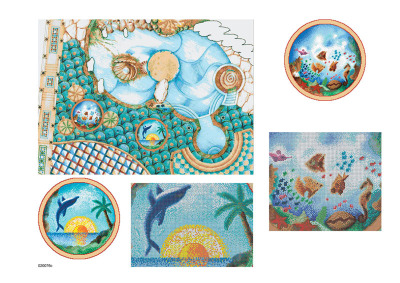 Decorative Blue Glass Mosaic Flower Pattern Swimming Pool Tile