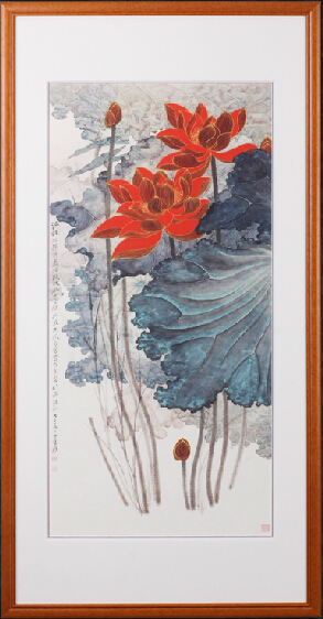 Chinese style golden lotus painting YH-14023
