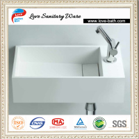 500x300x150mm Stone Surface Bathroom Basin With Faucet Hole Lv-1002