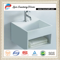 Solid Stone Surface White Color Bathroom Basin Lv-1003